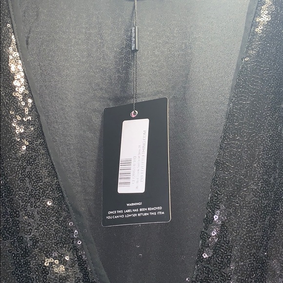 Plus Black Sequin Wrap mini shift dress - Picture 4 of 4